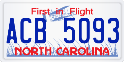 NC license plate ACB5093
