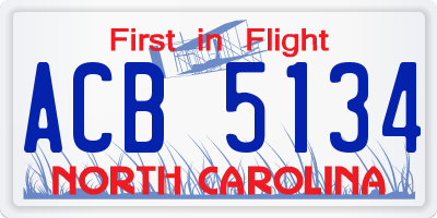 NC license plate ACB5134