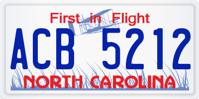 NC license plate ACB5212