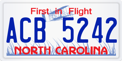 NC license plate ACB5242