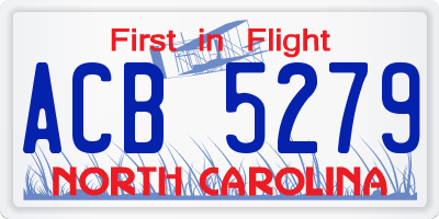 NC license plate ACB5279