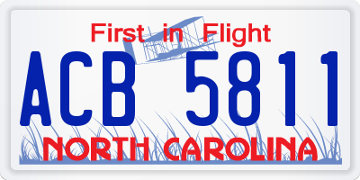 NC license plate ACB5811