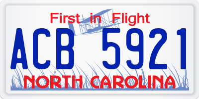 NC license plate ACB5921