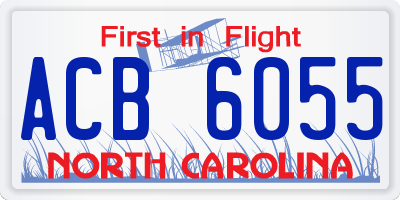 NC license plate ACB6055