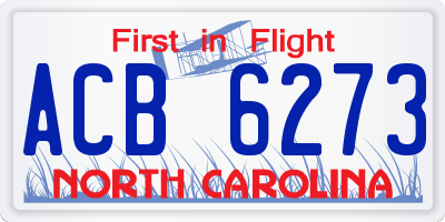 NC license plate ACB6273