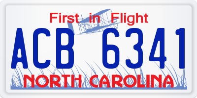 NC license plate ACB6341