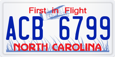 NC license plate ACB6799