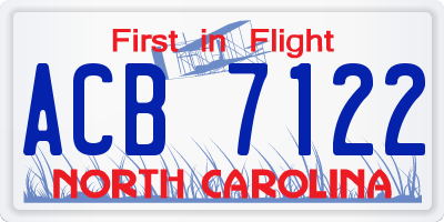 NC license plate ACB7122