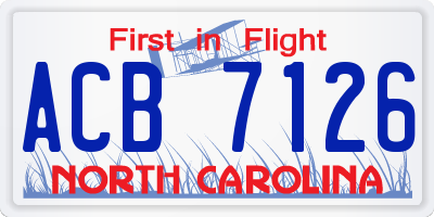 NC license plate ACB7126
