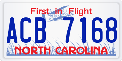 NC license plate ACB7168