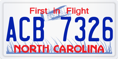 NC license plate ACB7326
