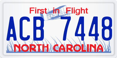 NC license plate ACB7448