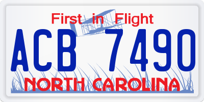 NC license plate ACB7490
