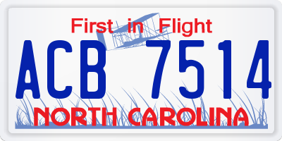 NC license plate ACB7514