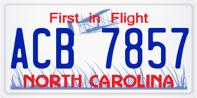 NC license plate ACB7857