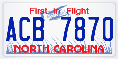 NC license plate ACB7870