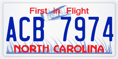 NC license plate ACB7974