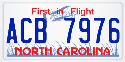 NC license plate ACB7976