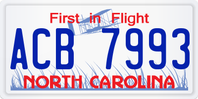 NC license plate ACB7993