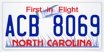 NC license plate ACB8069