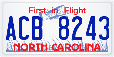 NC license plate ACB8243
