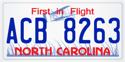 NC license plate ACB8263