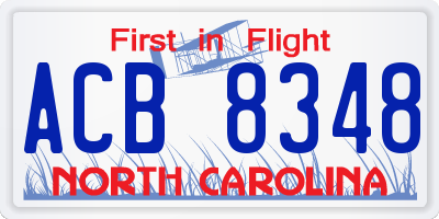 NC license plate ACB8348