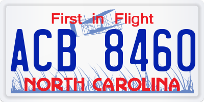NC license plate ACB8460