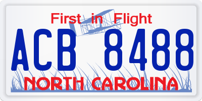 NC license plate ACB8488