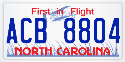 NC license plate ACB8804