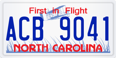 NC license plate ACB9041