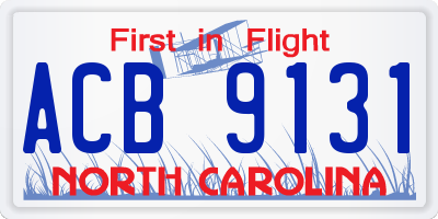 NC license plate ACB9131