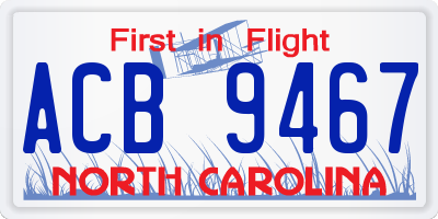 NC license plate ACB9467