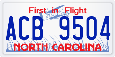 NC license plate ACB9504