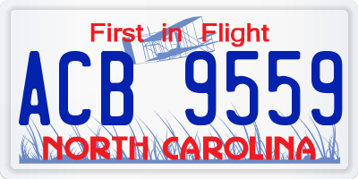 NC license plate ACB9559