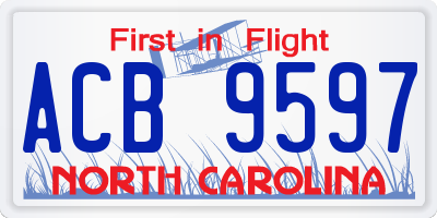 NC license plate ACB9597