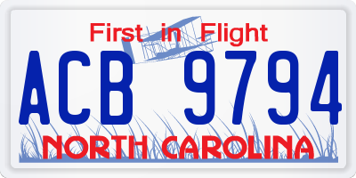 NC license plate ACB9794