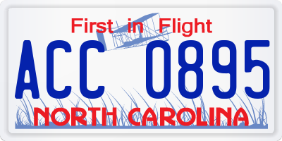 NC license plate ACC0895
