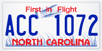 NC license plate ACC1072