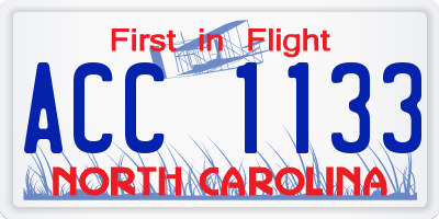 NC license plate ACC1133