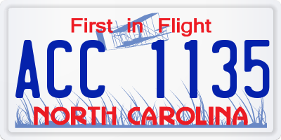 NC license plate ACC1135