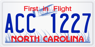 NC license plate ACC1227