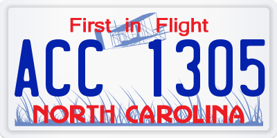 NC license plate ACC1305
