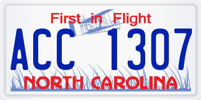 NC license plate ACC1307