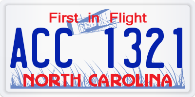 NC license plate ACC1321
