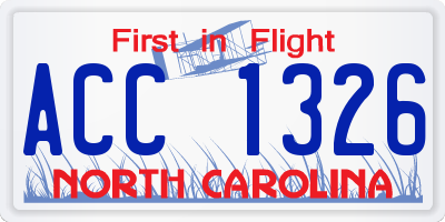 NC license plate ACC1326
