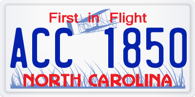 NC license plate ACC1850