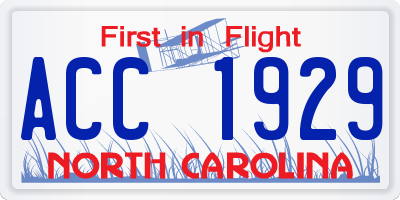 NC license plate ACC1929