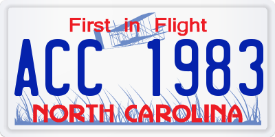 NC license plate ACC1983