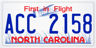 NC license plate ACC2158